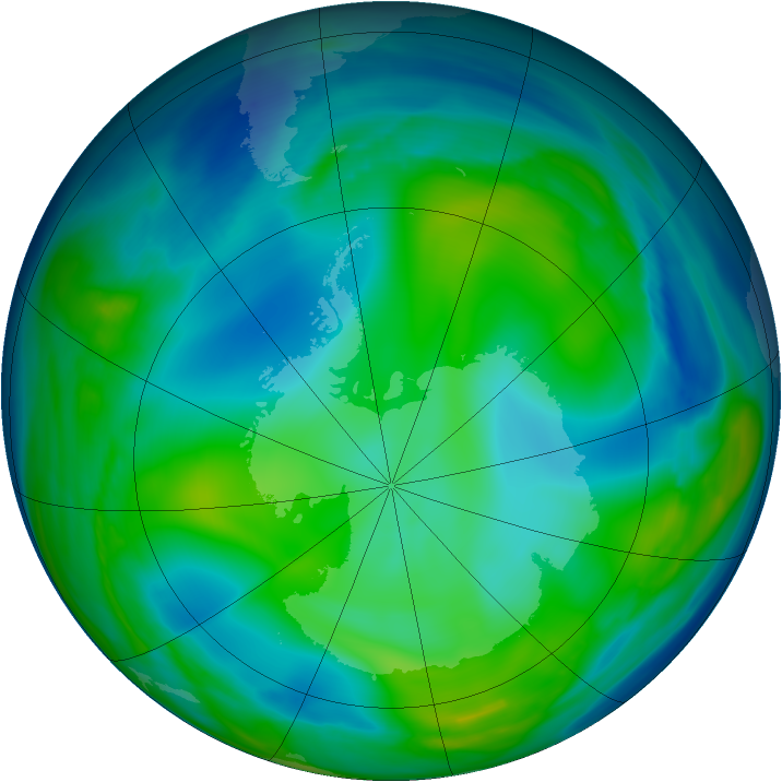 Antarctic ozone map for 25 June 2006
